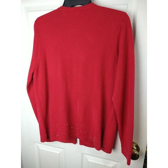 Croft And Barrow Woman M Sweater Red Beaded Pullover Cardigan Tank Front Lined - Picture 10 of 10